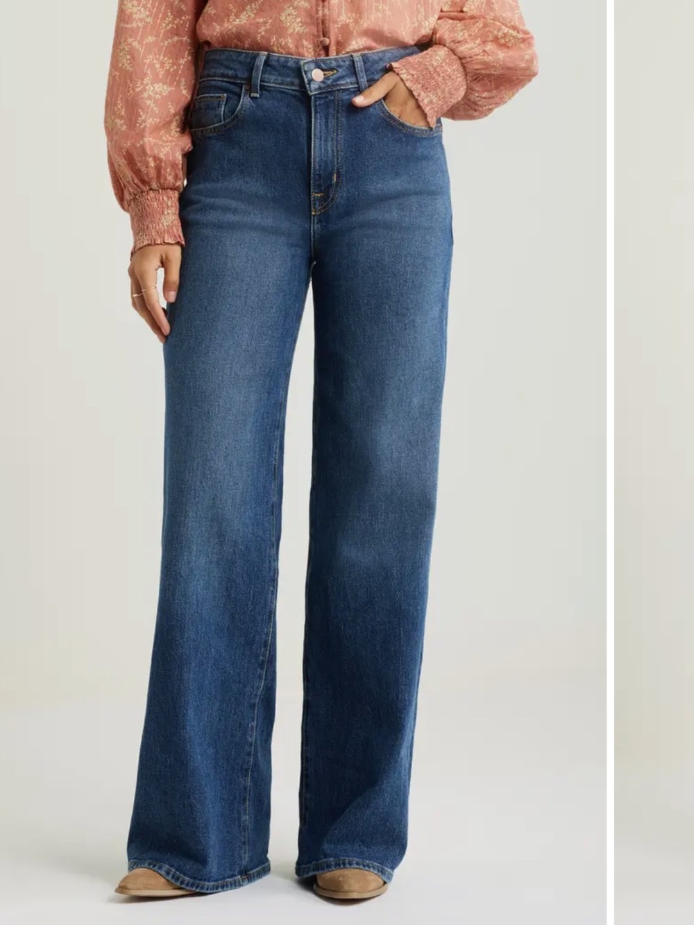 Treasure & Bond High-Rise Wide-Leg Jeans in Dark Blue Size 26